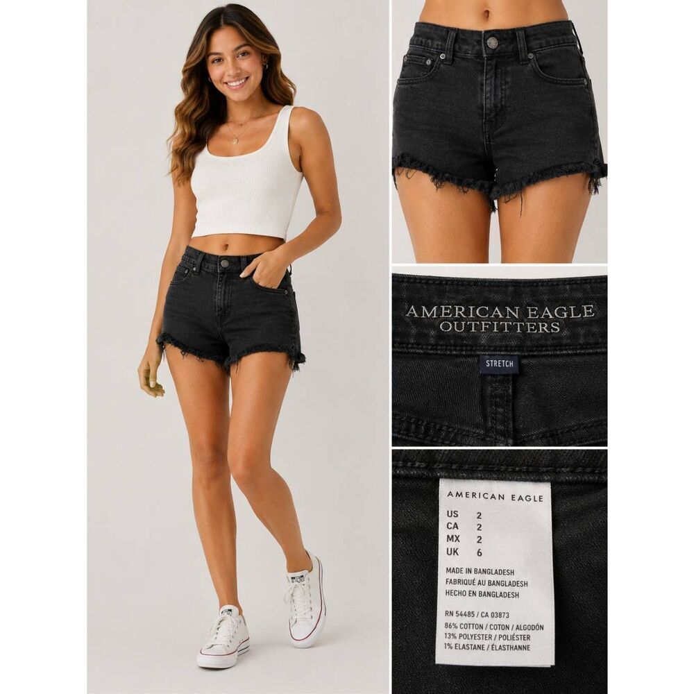 American Eagle Hi Rise Festival Shorts Black 2